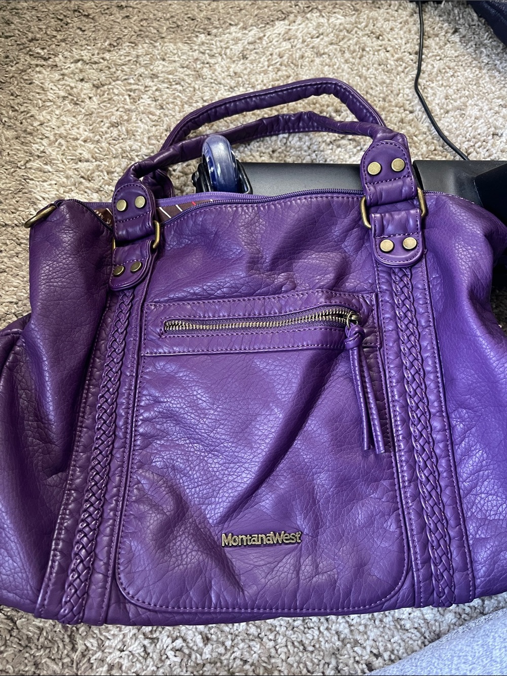 Montana West Purple Braided Trim Shoulder Satchel
